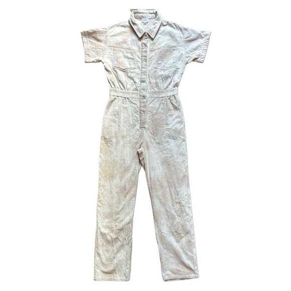 Le Lis Pants - Le Lis Collection Ribbed Tie Dye Cream White Mulitcolor Cotton Jumpsuit Medium